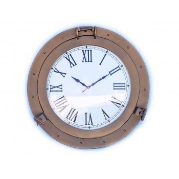 Decorative Ship Porthole Clock 24"-Antique Brass