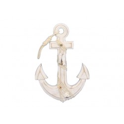 Wooden Rustic Whitewashed Anchor 13"