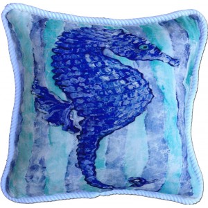 Blue Seahorse Pillow