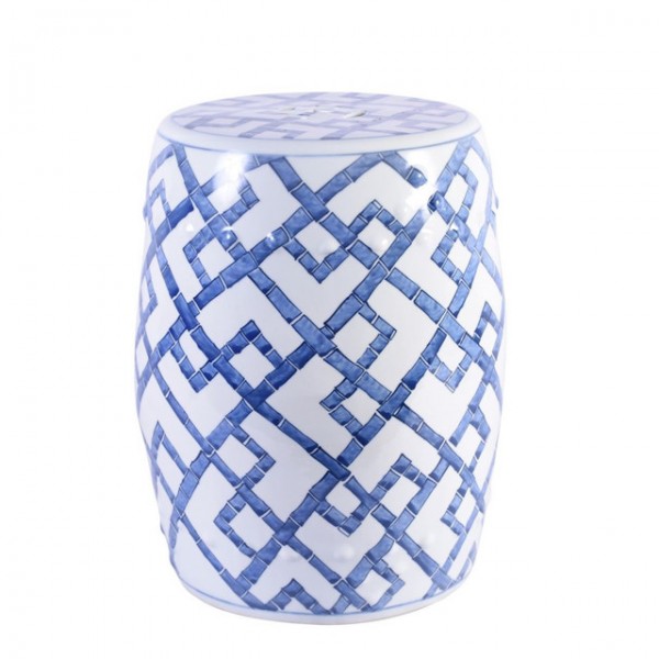 Blue & White Bamboo Joints Porcelain Garden Stool