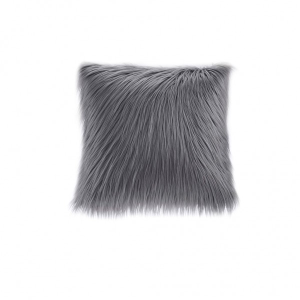 Edina Faux Fur Decorative Pillow-Grey
