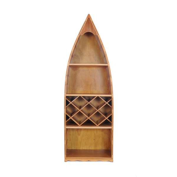 Wooden Canoe Bookcase Wine Rack