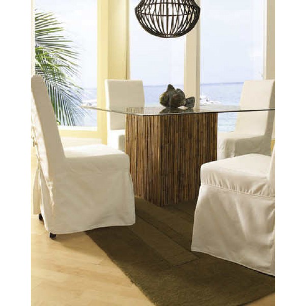 Bamboo Stick Dining Table Base With Glass